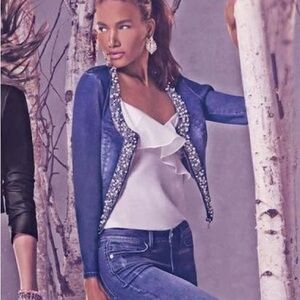 Bebe pearl denim jean jacket NEW WITH TAG